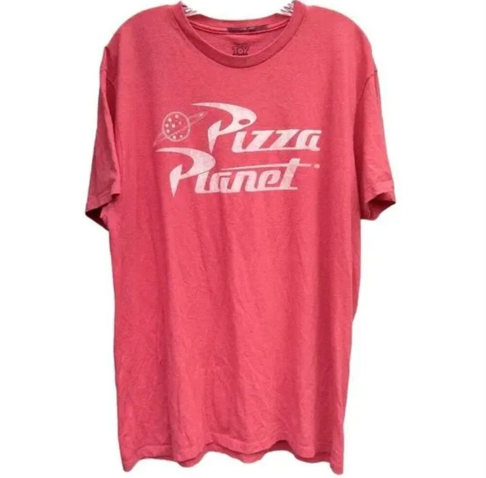 Disney Pixar Toy Story Pizza Planet Tee Shirt Size L Red Short Sleeves